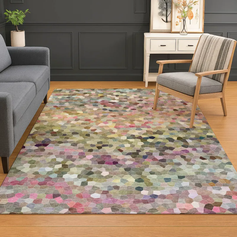 Luxury Washable Indoor/Outdoor Kaleidoscope Meadow 3\' x 5\' Rug