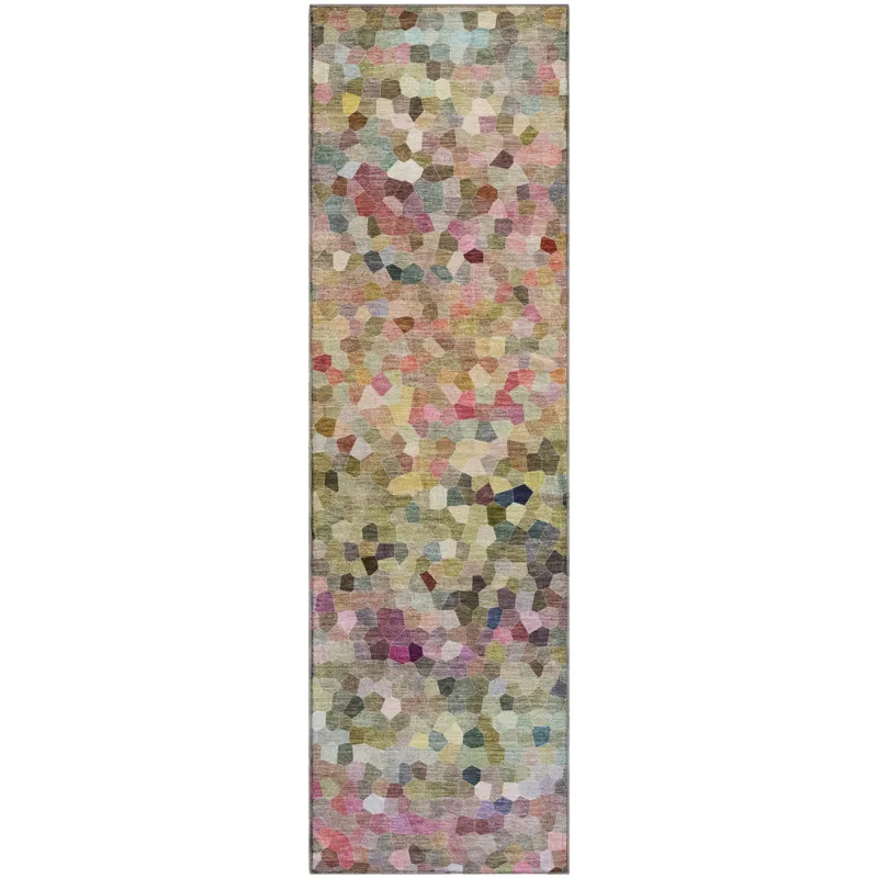 Luxury Washable Indoor/Outdoor Kaleidoscope Meadow 2\'3\" x 7\'6\" Runner Rug