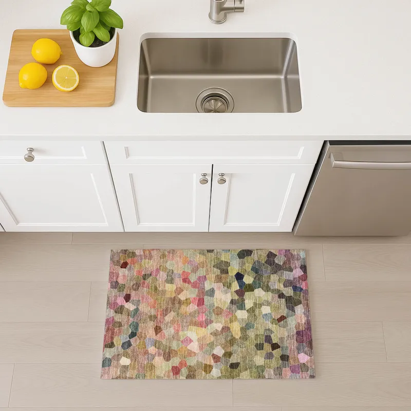 Luxury Washable Indoor/Outdoor Kaleidoscope Meadow 1\'8\" x 2\'6\" Rug