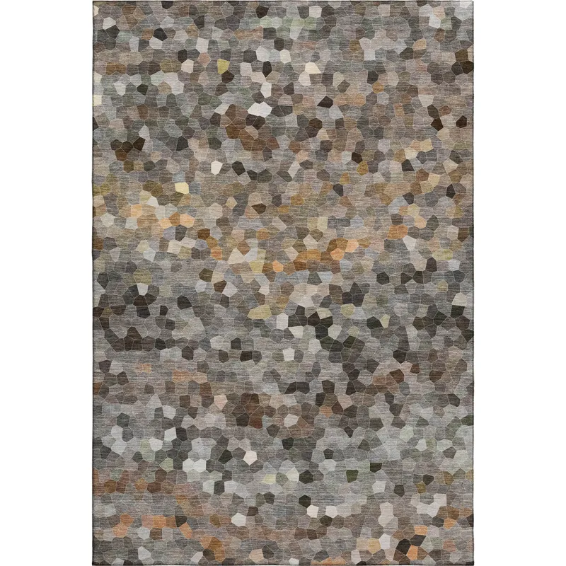 Luxury Washable Indoor/Outdoor Kaleidoscope Pewter 9\' x 12\' Rug