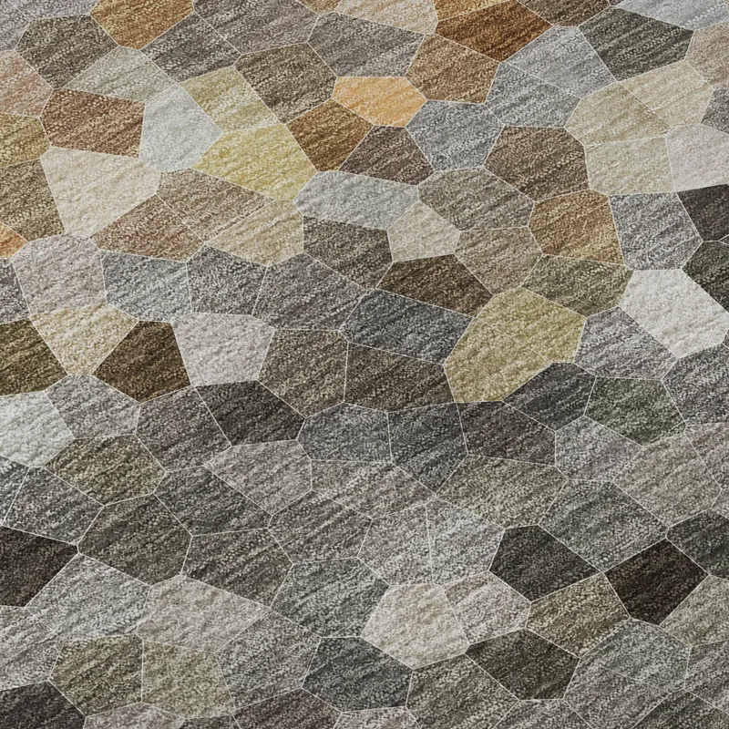 Luxury Washable Indoor/Outdoor Kaleidoscope Pewter 2\'3\" x 7\'6\" Runner Rug