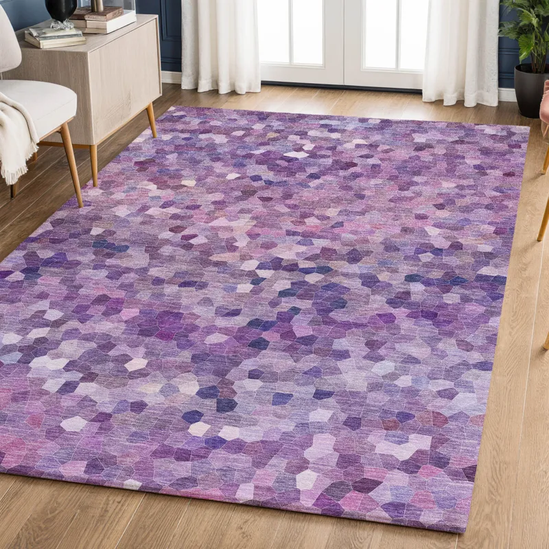Luxury Washable Indoor/Outdoor Kaleidoscope Plum 9\' x 12\' Rug