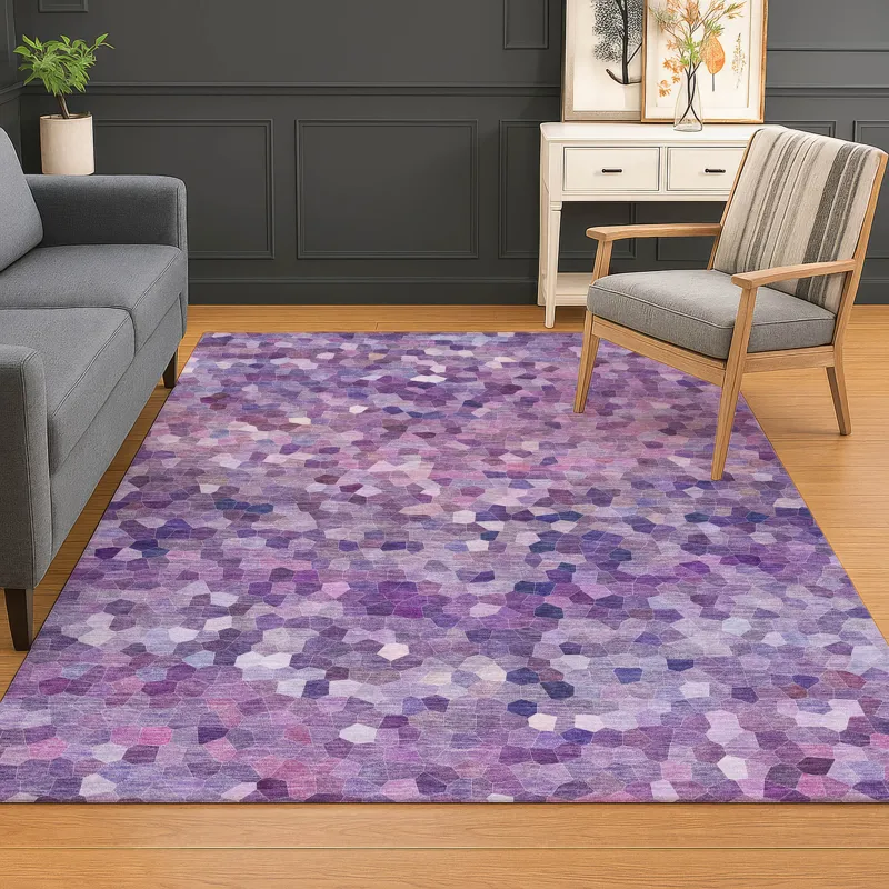 Luxury Washable Indoor/Outdoor Kaleidoscope Plum 9\' x 12\' Rug