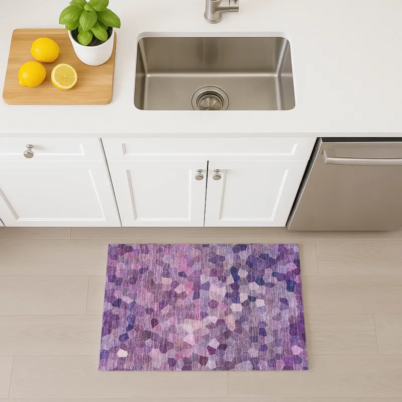Luxury Washable Indoor/Outdoor Kaleidoscope Plum 1\'8\" x 2\'6\" Rug