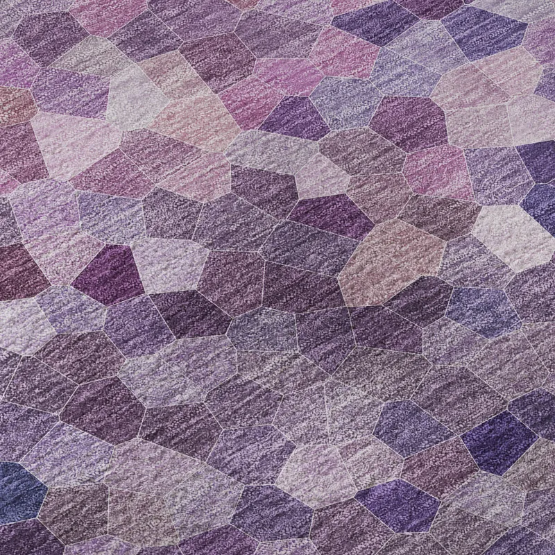Luxury Washable Indoor/Outdoor Kaleidoscope Plum 2\'3\" x 7\'6\" Runner Rug