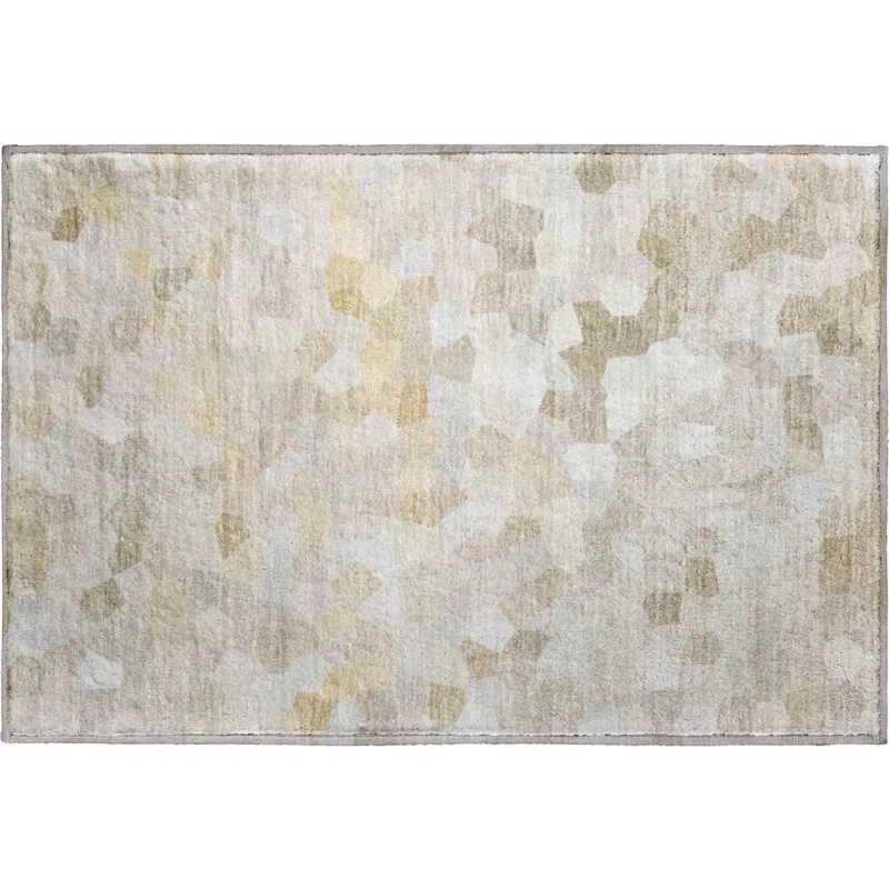 Luxury Washable Indoor/Outdoor Kaleidoscope Putty 1\'8\" x 2\'6\" Rug