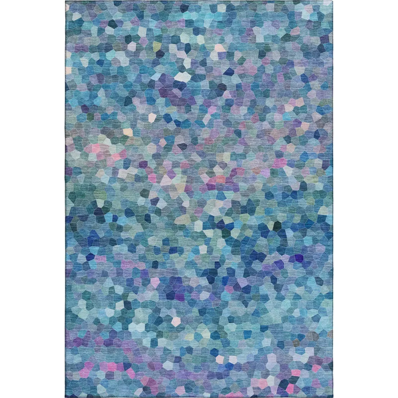 Luxury Washable Indoor/Outdoor Kaleidoscope Turquoise 9\' x 12\' Rug