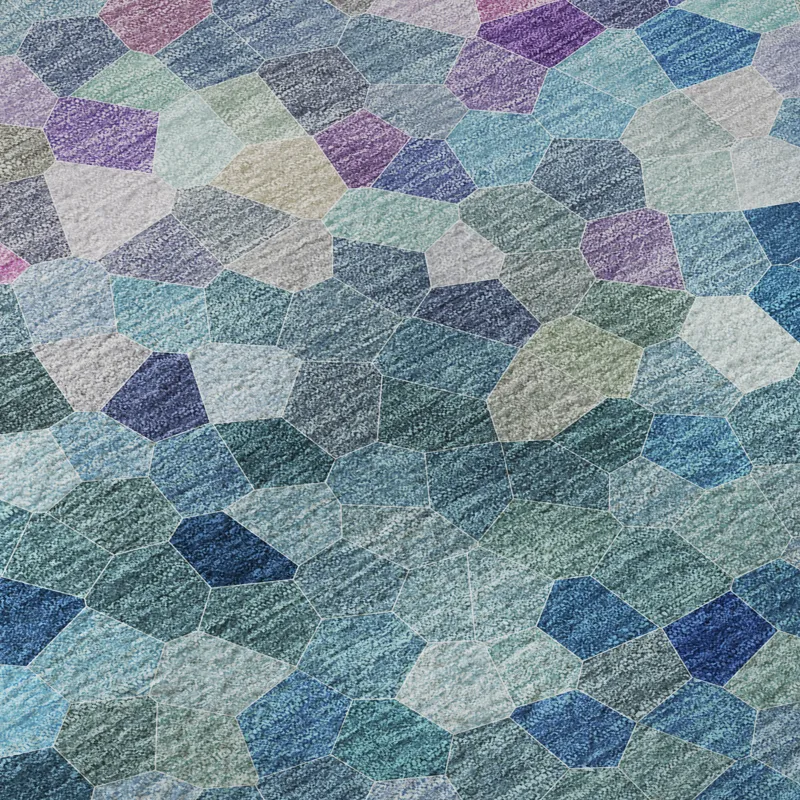 Luxury Washable Indoor/Outdoor Kaleidoscope Turquoise 2\'3\" x 7\'6\" Runner Rug