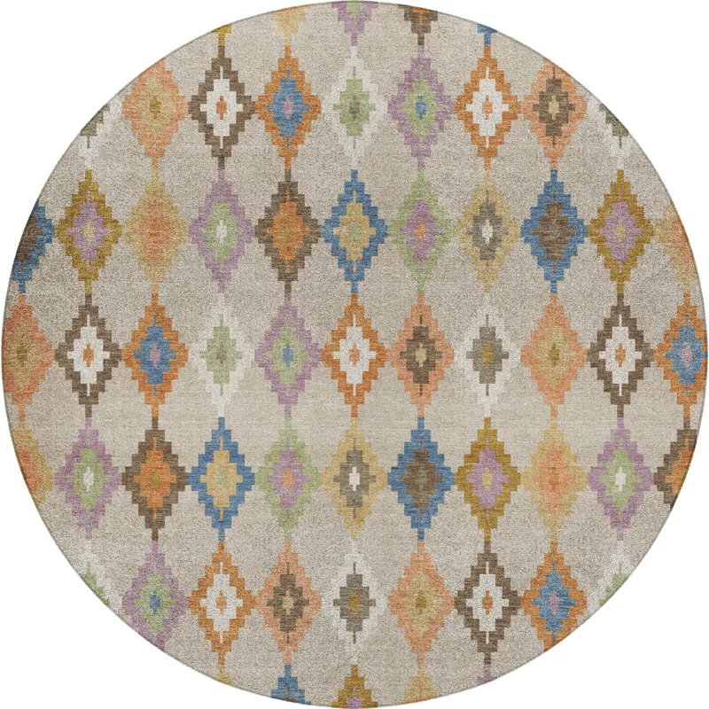 Luxury Washable Kenner Beige 8\' x 8\' Round Rug