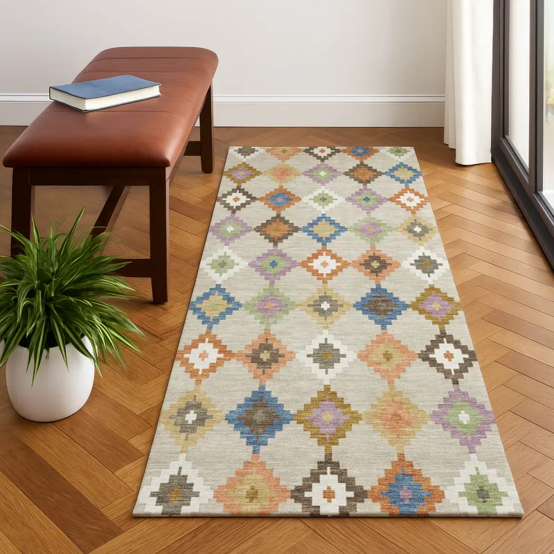 Luxury Washable Kenner Beige 2\'3\" x 7\'6\" Runner Rug