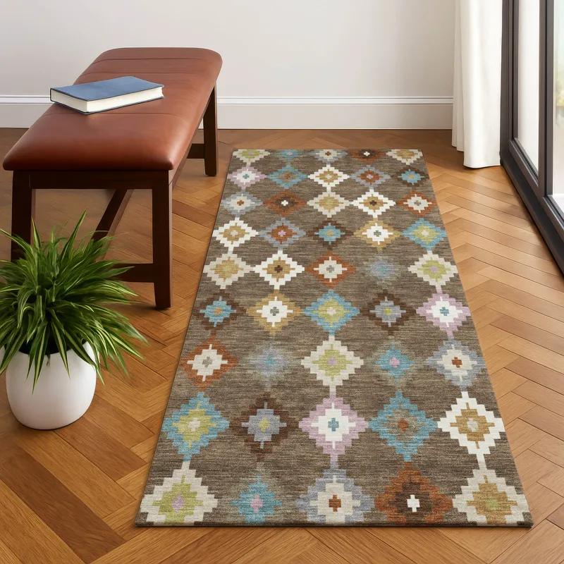 Luxury Washable Kenner Chocolate 2\'3\" x 7\'6\" Runner Rug