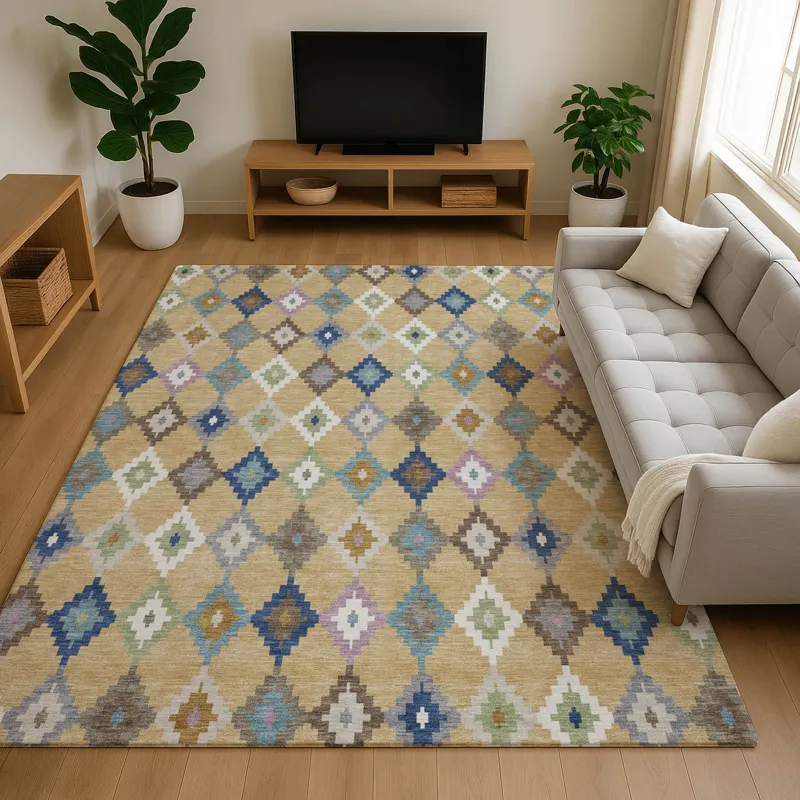 Luxury Washable Kenner Gold 9\' x 12\' Rug