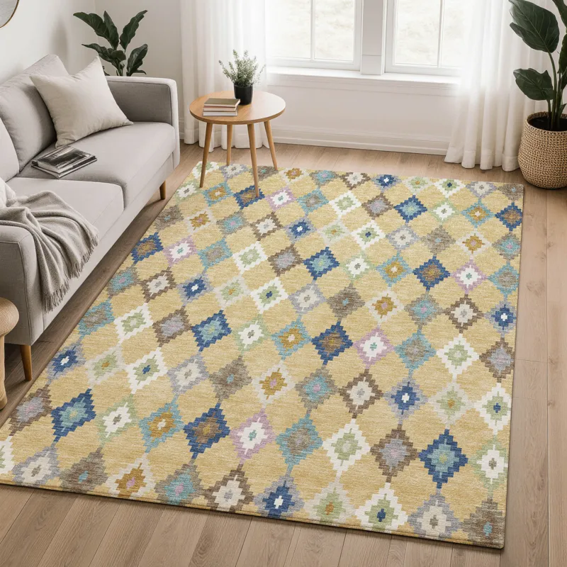Luxury Washable Kenner Gold 9\' x 12\' Rug