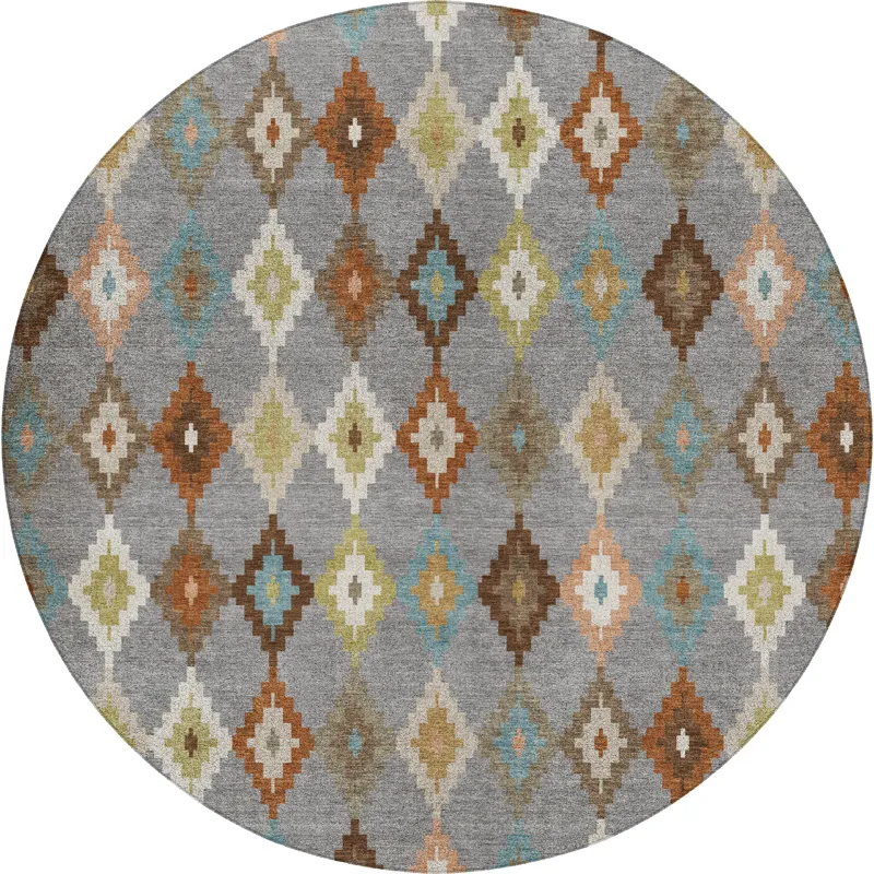 Luxury Washable Kenner Gray 8\' x 8\' Round Rug