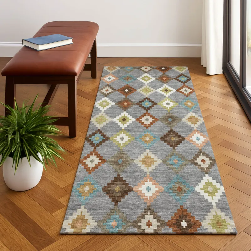 Luxury Washable Kenner Gray 2\'3\" x 7\'6\" Runner Rug