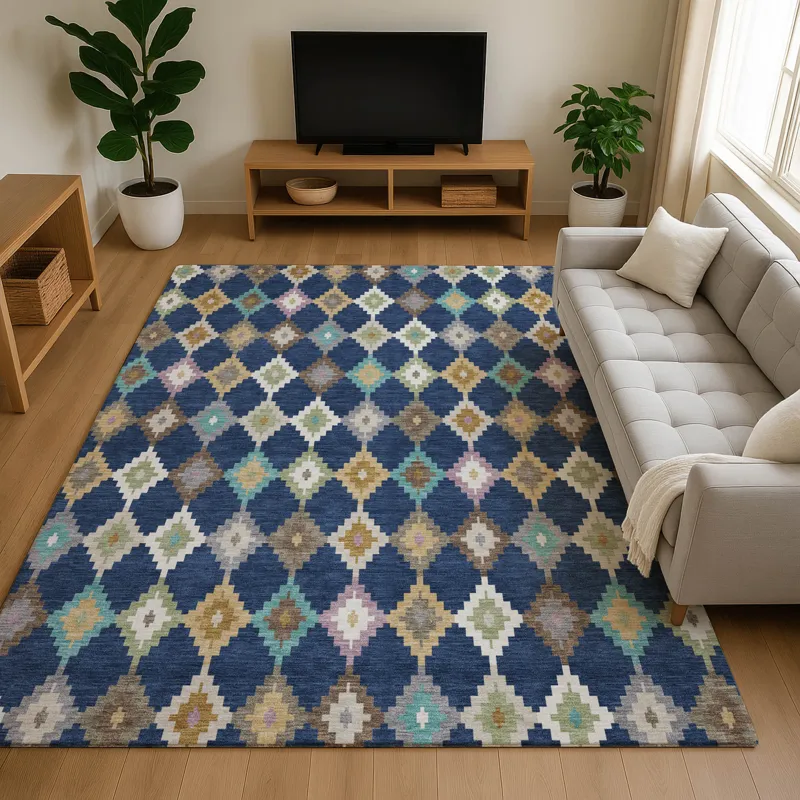 Luxury Washable Kenner Navy 8\' x 10\' Rug