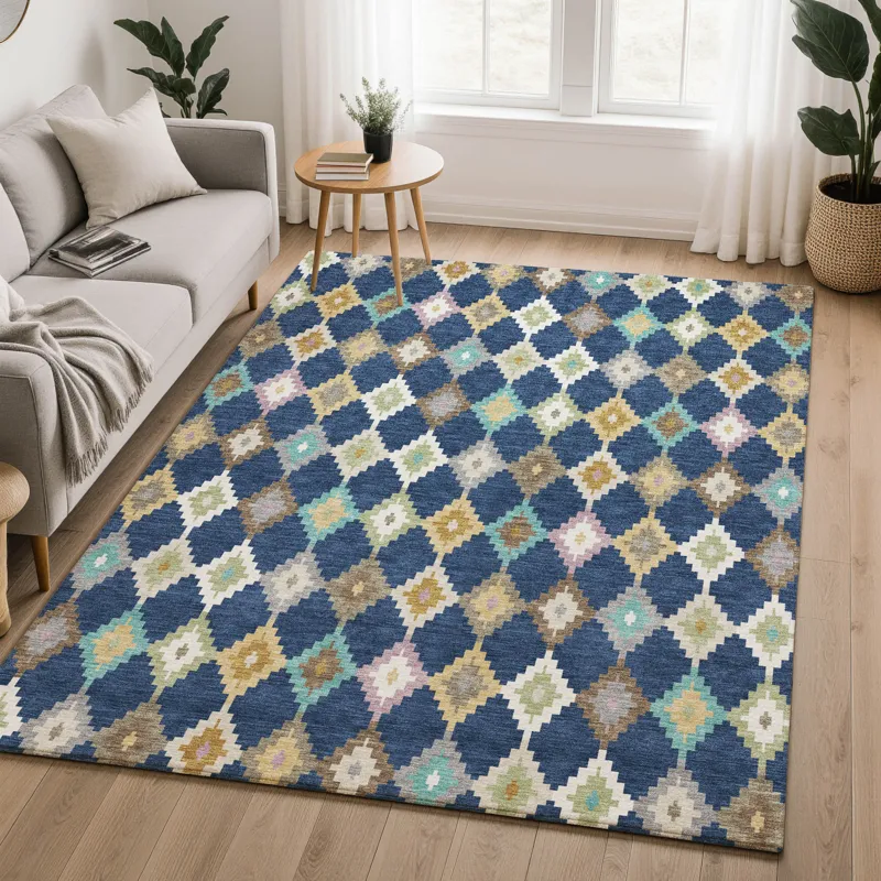 Luxury Washable Kenner Navy 8\' x 10\' Rug