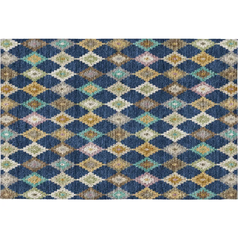 Luxury Washable Kenner Navy 1\'8\" x 2\'6\" Rug