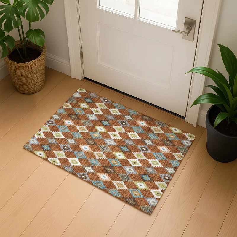 Luxury Washable Kenner Paprika 1\'8\" x 2\'6\" Rug