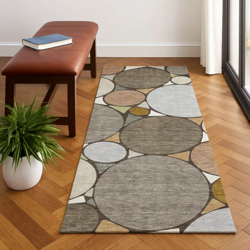 Luxury Washable Kenner Taupe 2\'3\" x 7\'6\" Runner Rug