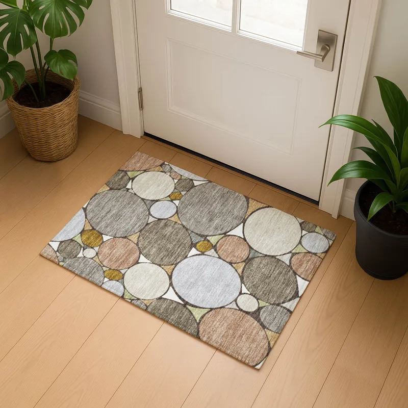 Luxury Washable Kenner Taupe 1\'8\" x 2\'6\" Rug