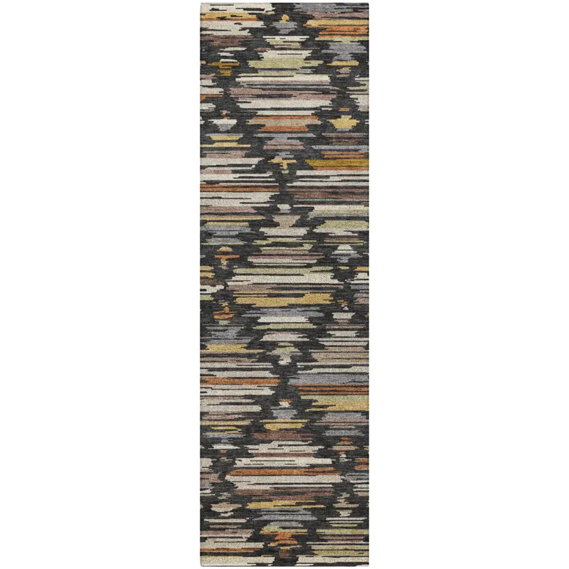 Luxury Washable Kenner Black 2\'3\" x 7\'6\" Runner Rug