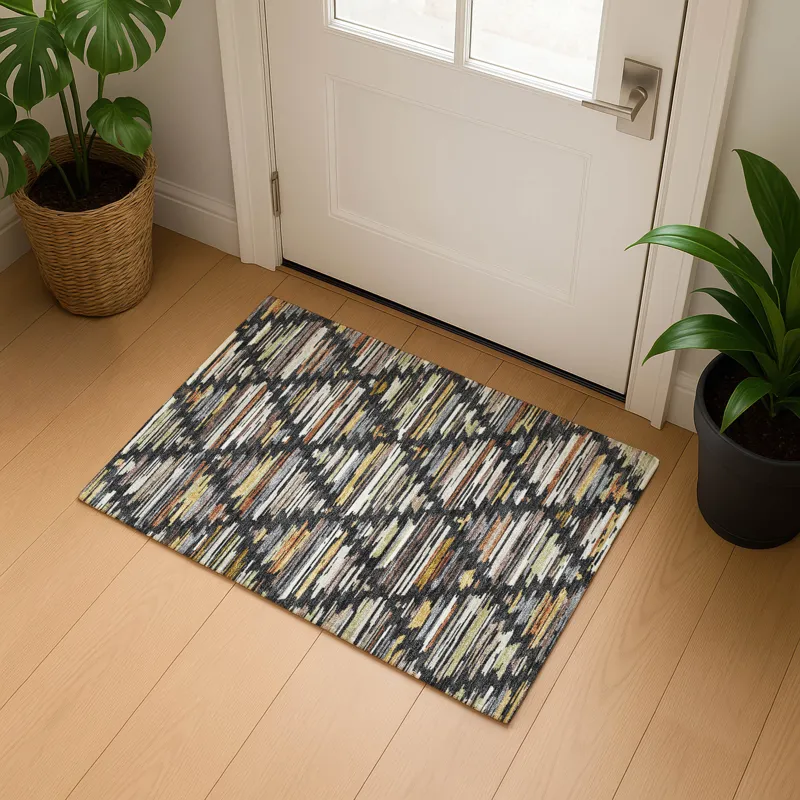 Luxury Washable Kenner Black 1\'8\" x 2\'6\" Rug