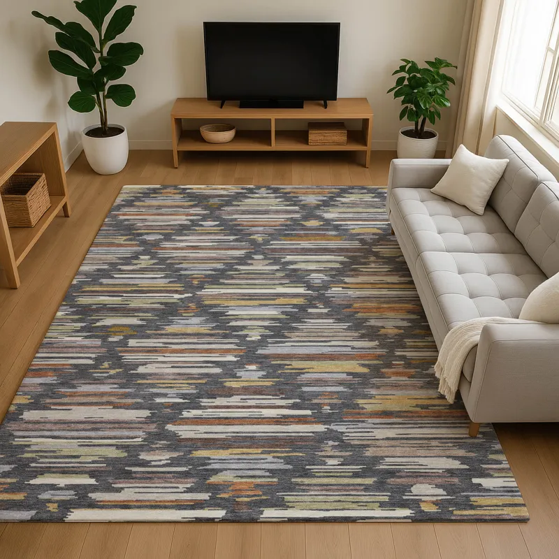 Luxury Washable Kenner Charcoal 5\' x 7\'6\" Rug