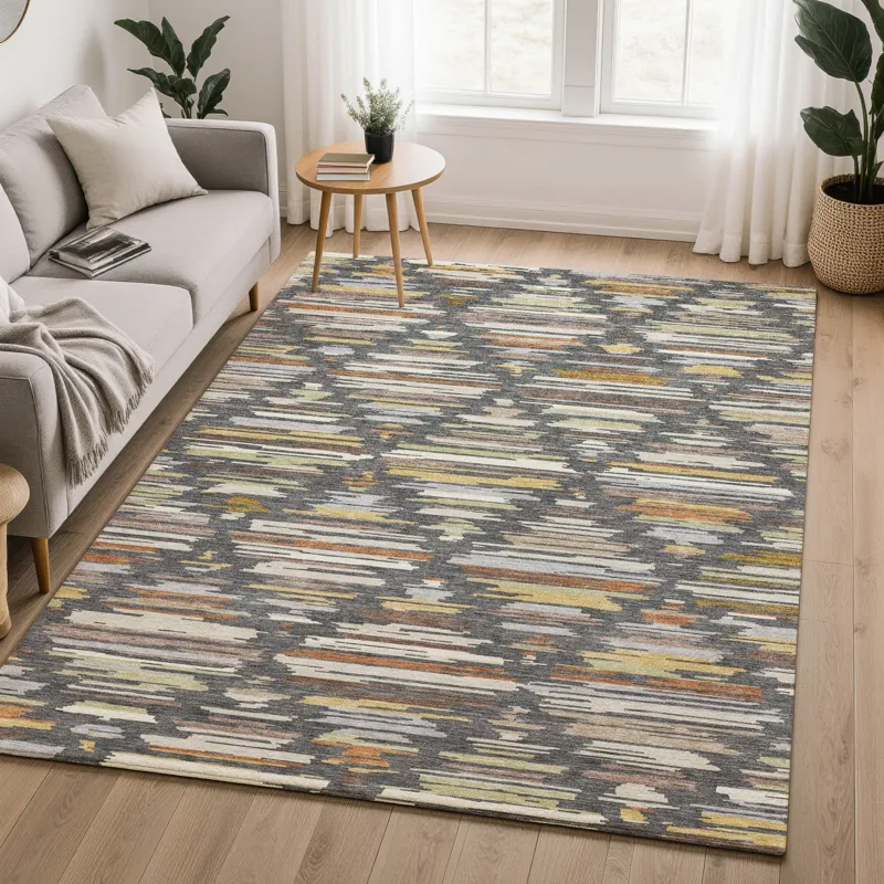 Luxury Washable Kenner Charcoal 5\' x 7\'6\" Rug