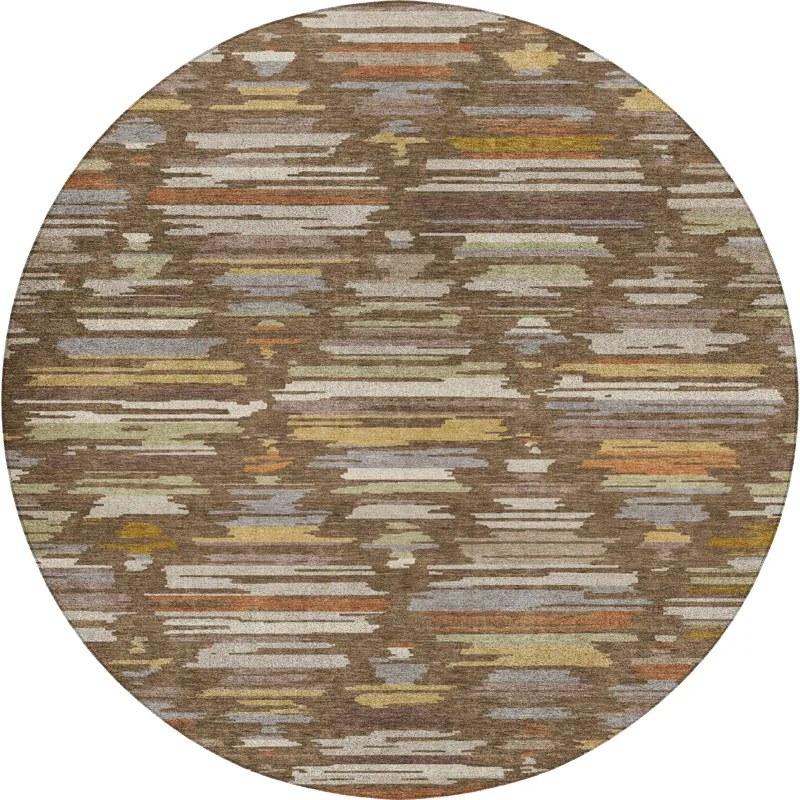 Luxury Washable Kenner Chocolate 8\' x 8\' Round Rug