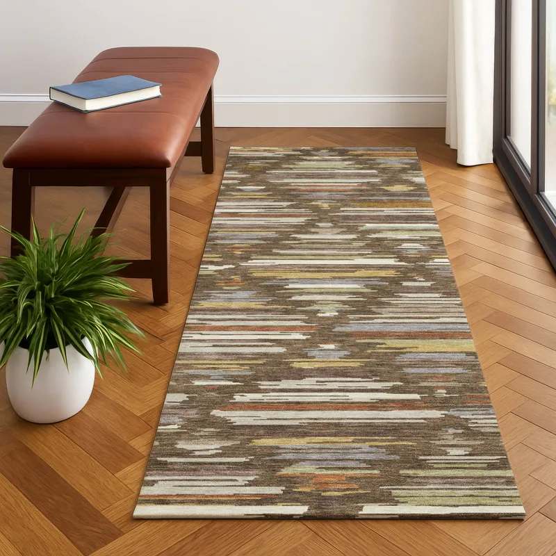 Luxury Washable Kenner Chocolate 2\'3\" x 7\'6\" Runner Rug