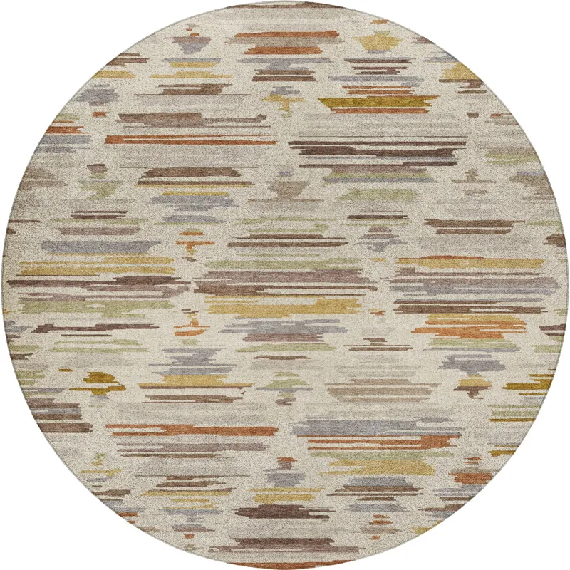 Luxury Washable Kenner Ivory 8\' x 8\' Round Rug