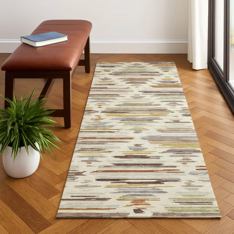 Luxury Washable Kenner Ivory 2\'3\" x 7\'6\" Runner Rug