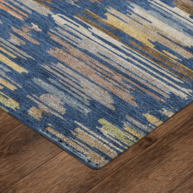 Luxury Washable Kenner Navy 6\'6\" x 9\'6\" Rug