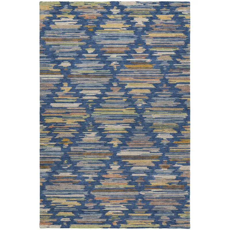 Luxury Washable Kenner Navy 6\'6\" x 9\'6\" Rug