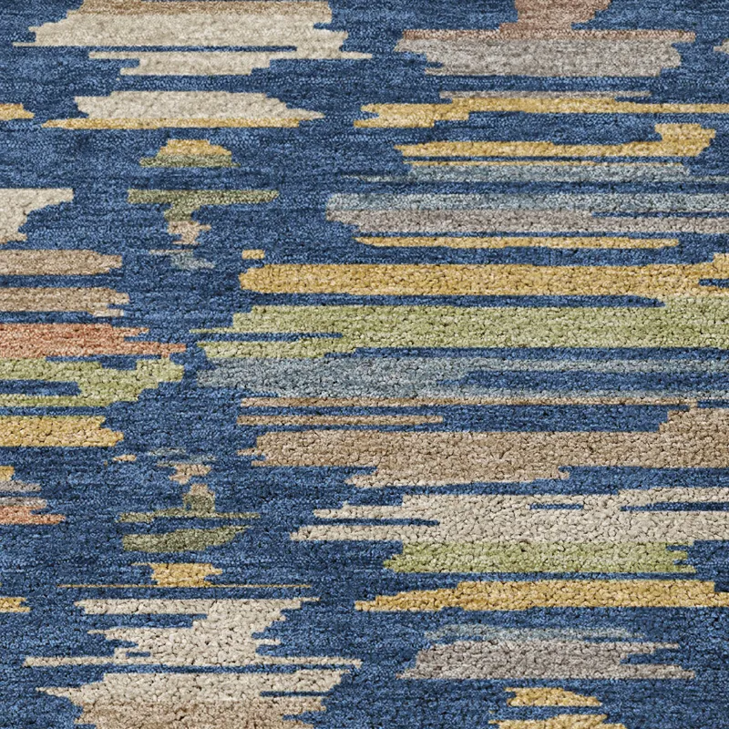 Luxury Washable Kenner Navy 6\'6\" x 9\'6\" Rug