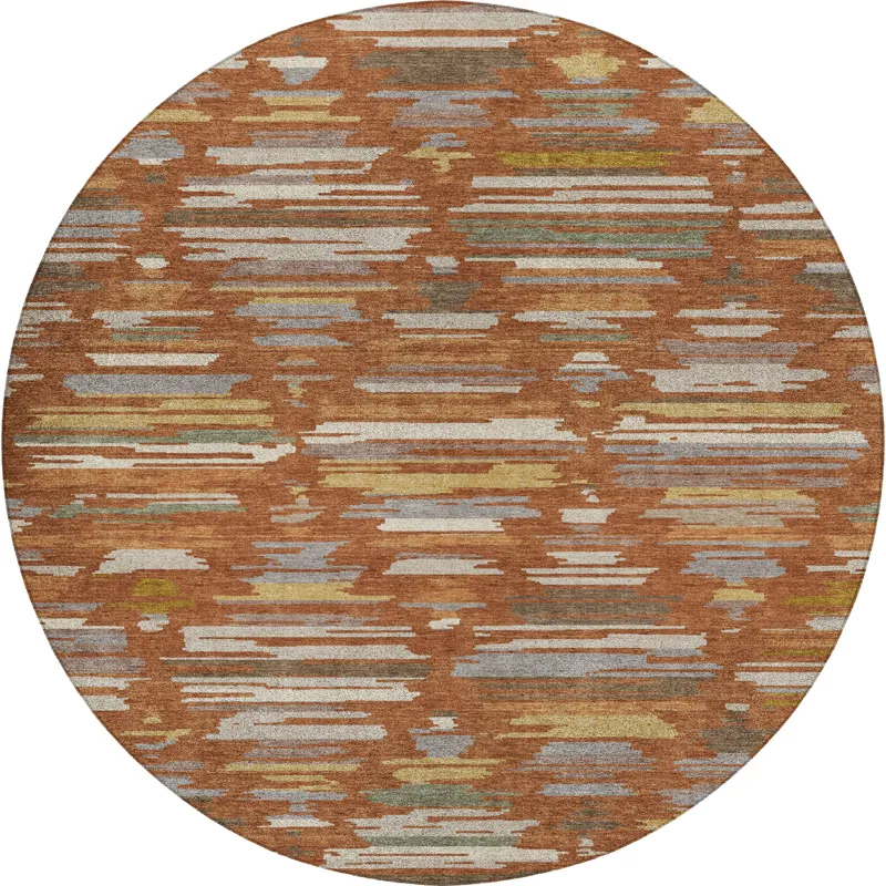 Luxury Washable Kenner Paprika 8\' x 8\' Round Rug