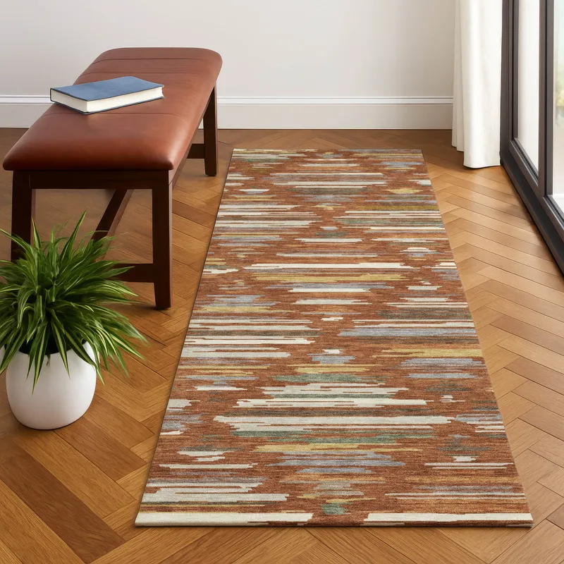 Luxury Washable Kenner Paprika 2\'3\" x 7\'6\" Runner Rug