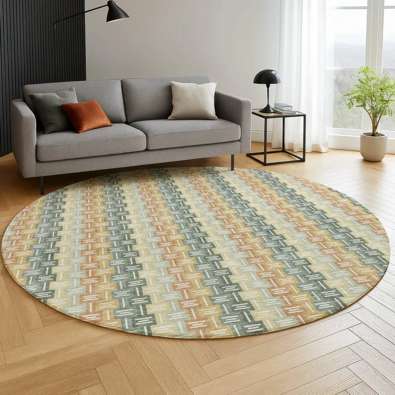 Luxury Washable Kenner Basil 8\' x 8\' Round Rug
