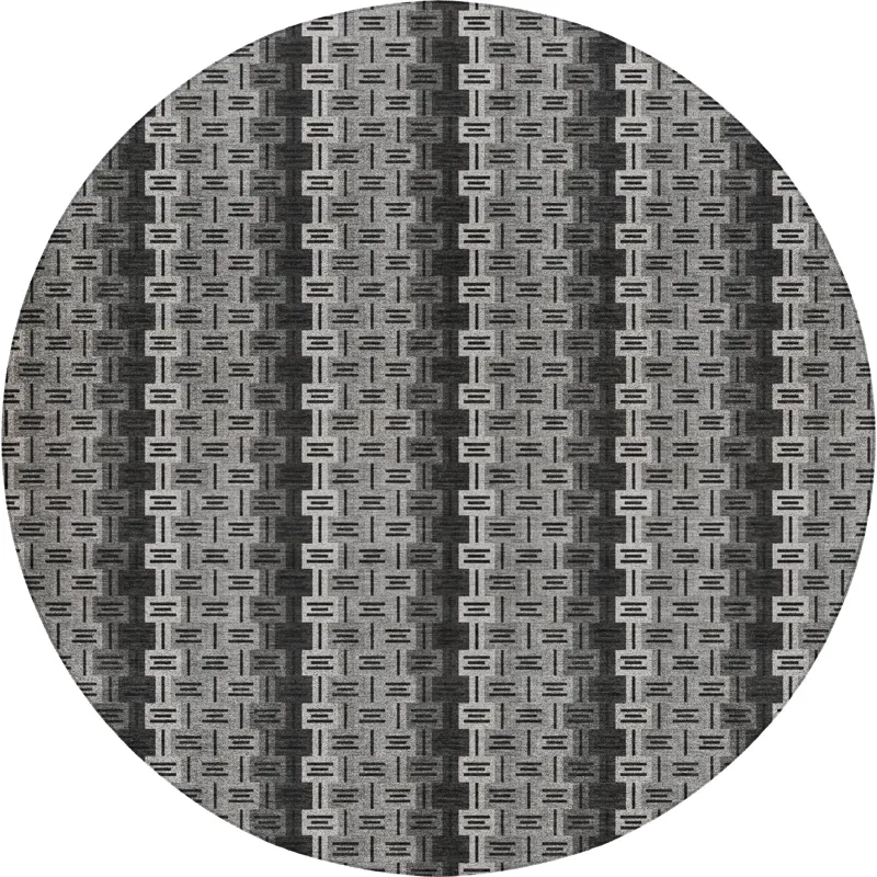Luxury Washable Kenner Black 8\' x 8\' Round Rug