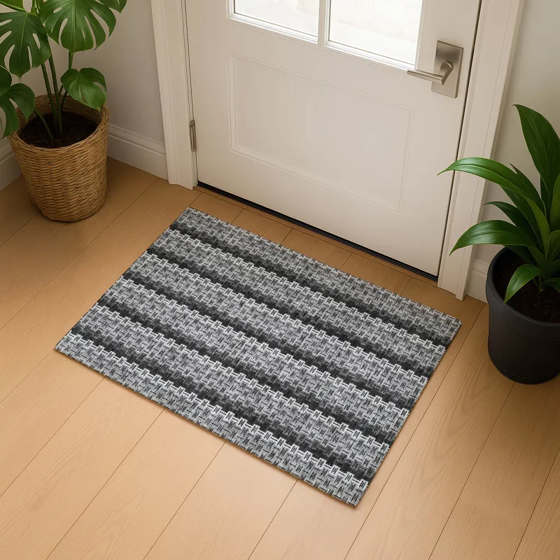 Luxury Washable Kenner Black 1\'8\" x 2\'6\" Rug