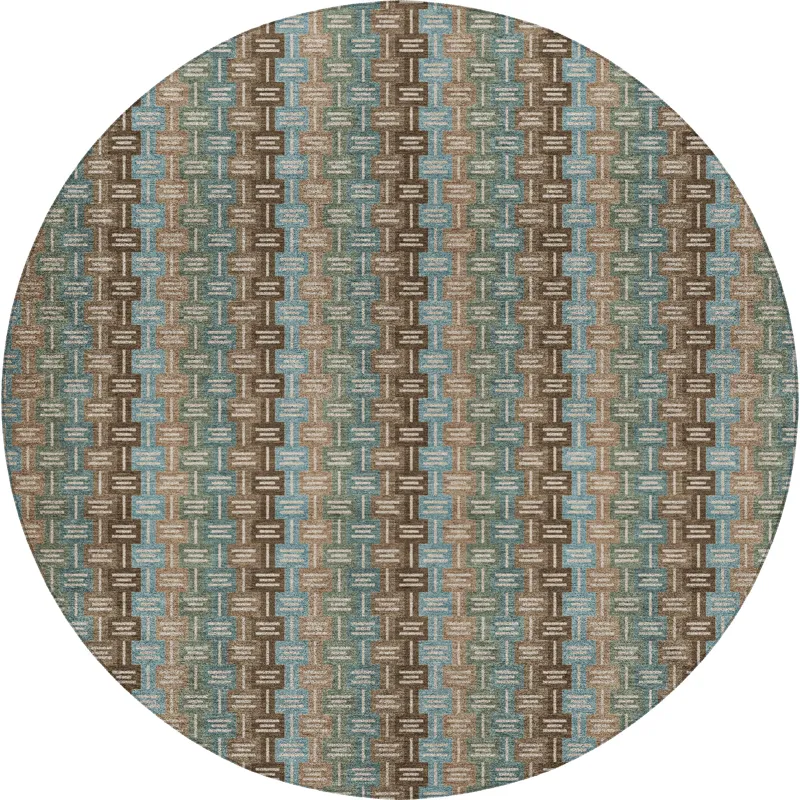 Luxury Washable Kenner Brown 8\' x 8\' Round Rug