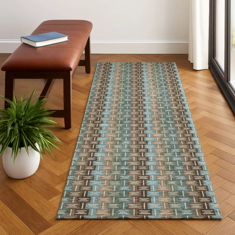 Luxury Washable Kenner Brown 2\'3\" x 7\'6\" Runner Rug