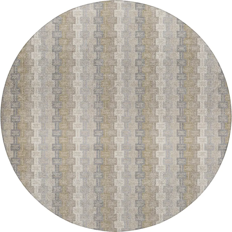 Luxury Washable Kenner Ivory 8\' x 8\' Round Rug