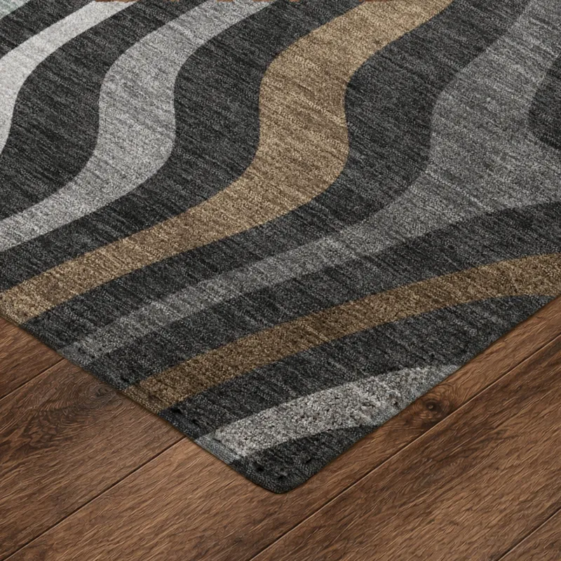 Luxury Washable Kenner Black 2\'3\" x 7\'6\" Runner Rug