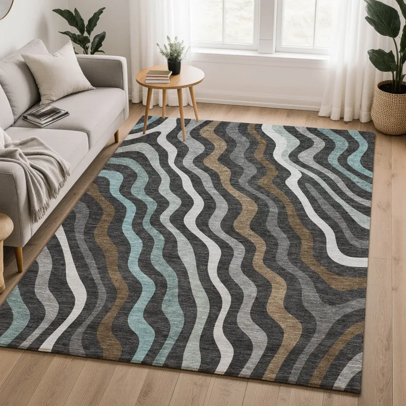 Luxury Washable Kenner Black 9\' x 12\' Rug