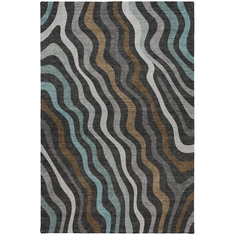 Luxury Washable Kenner Black 9\' x 12\' Rug