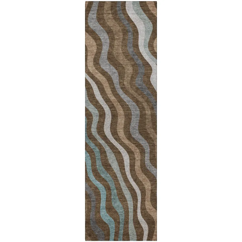 Luxury Washable Kenner Chocolate 2\'3\" x 7\'6\" Runner Rug
