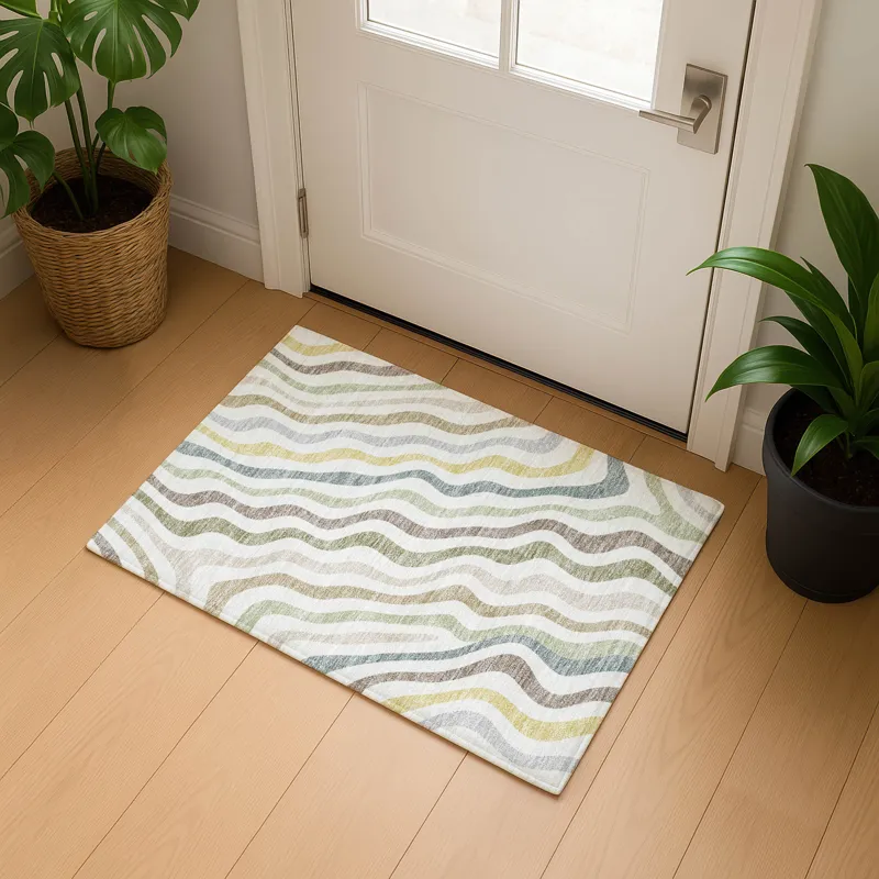 Luxury Washable Kenner Ivory 1\'8\" x 2\'6\" Rug