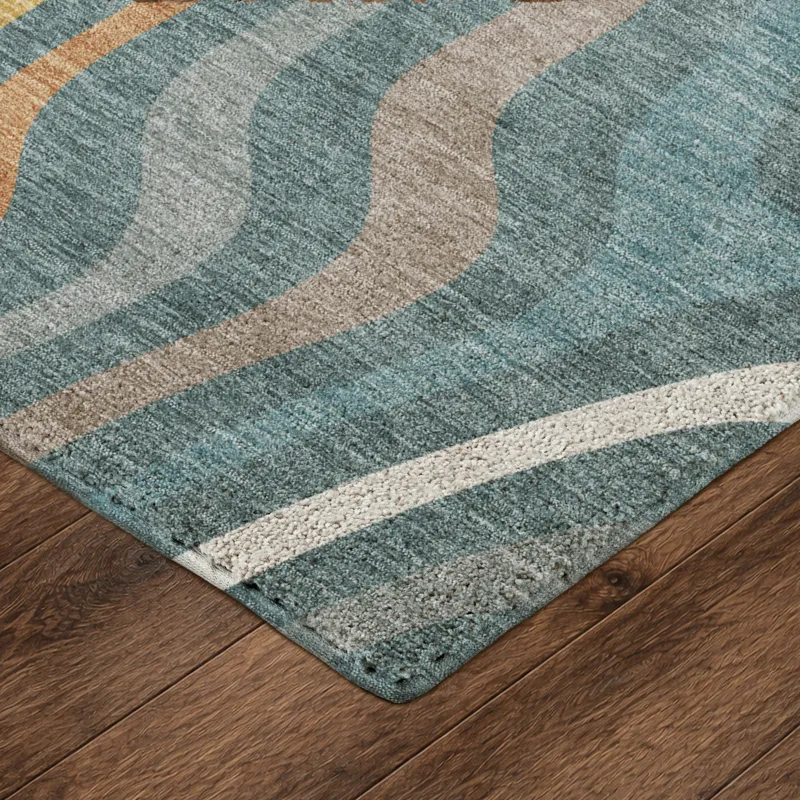Luxury Washable Kenner Teal 9\' x 12\' Rug
